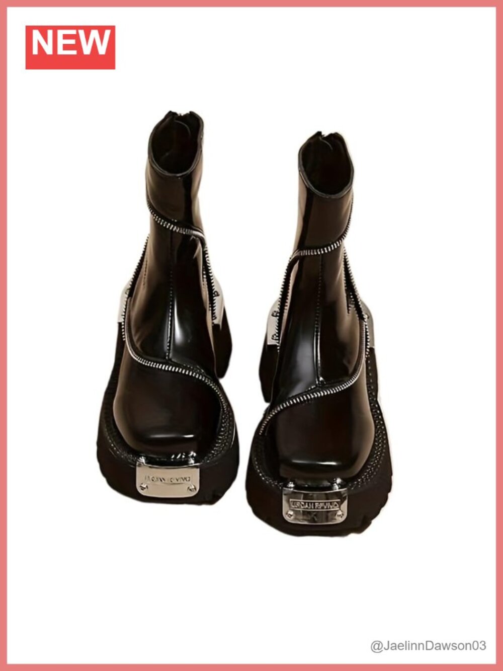Chic Square-Toe Ankle Boots with Platform Heel, Zip-Up Bootie